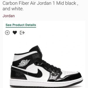 Carbon Fiber Air Jordan 1  Mid black , and white.